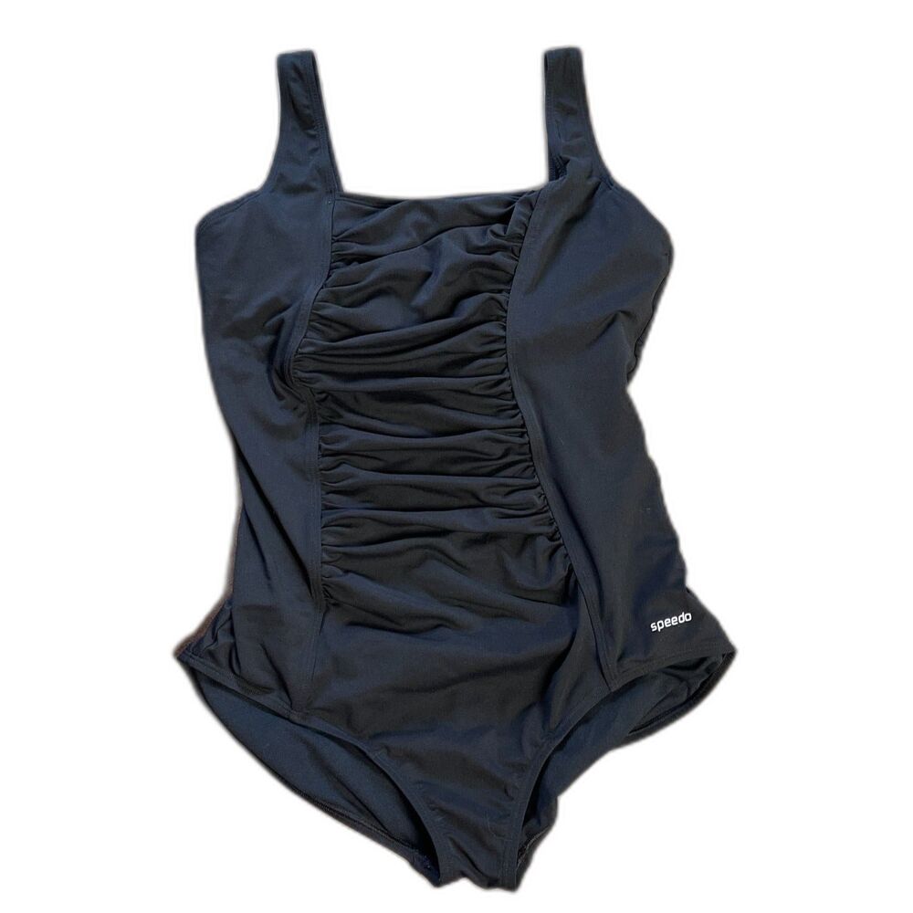 Speedo Endurance+ Shirred Women's One Piece Swimsuit Black Size 18 Hydro Bra